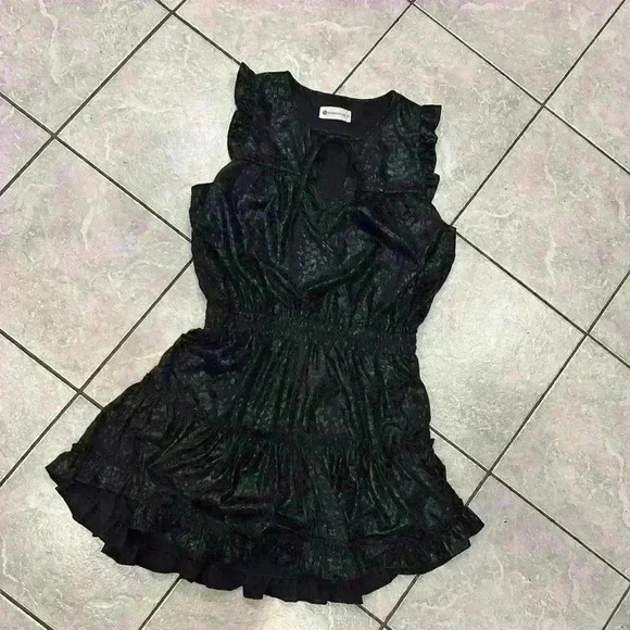 The Impeccable Pig Black Sleeveless Elastic Waist Mini Dress size Small - Picture 1 of 6